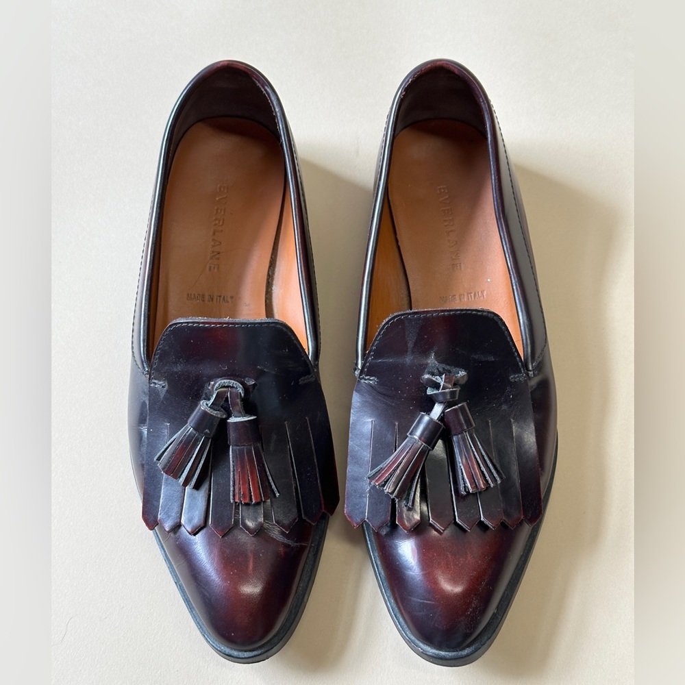 Everlane modern tassel loafer size 7.5 in oxblood